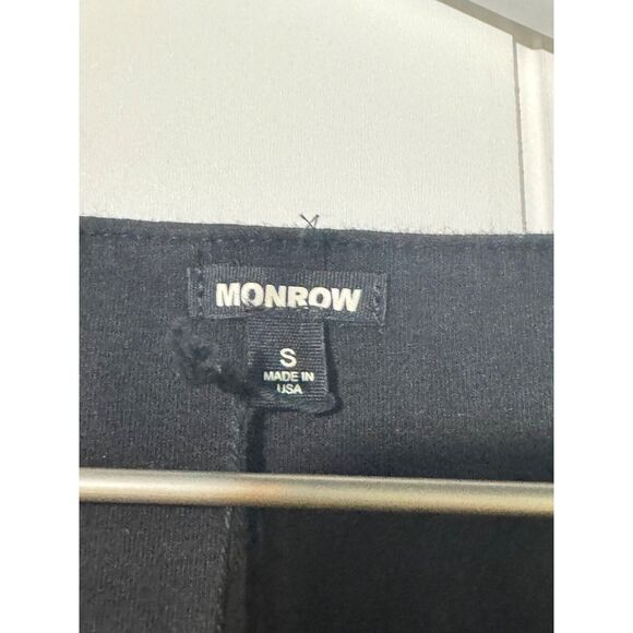 Monrow Shirred Mini Dress Black Square Neck Fitted NWT Cotton Blend Small - Picture 7 of 9